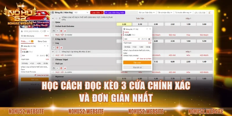 Học cách đọc kèo 3 cửa chính xác và đơn giản nhất
